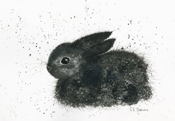 Black Bunny Watercolor – Christie Norman Art