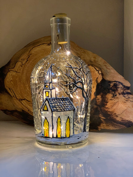 Snow Globe Printed Bottle With Fairy Lights – Christie Norman Art