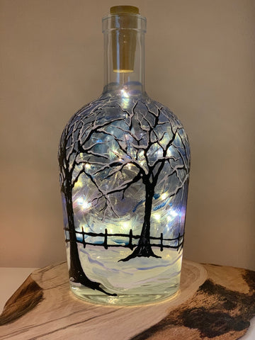 Snow Globe Printed Bottle With Fairy Lights – Christie Norman Art