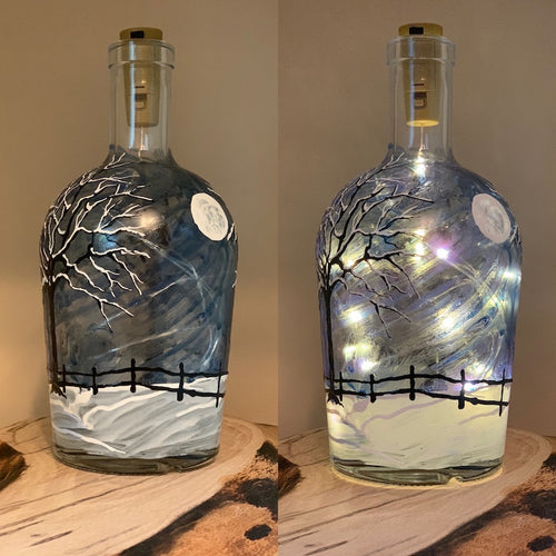 Snow Globe Printed Bottle With Fairy Lights – Christie Norman Art