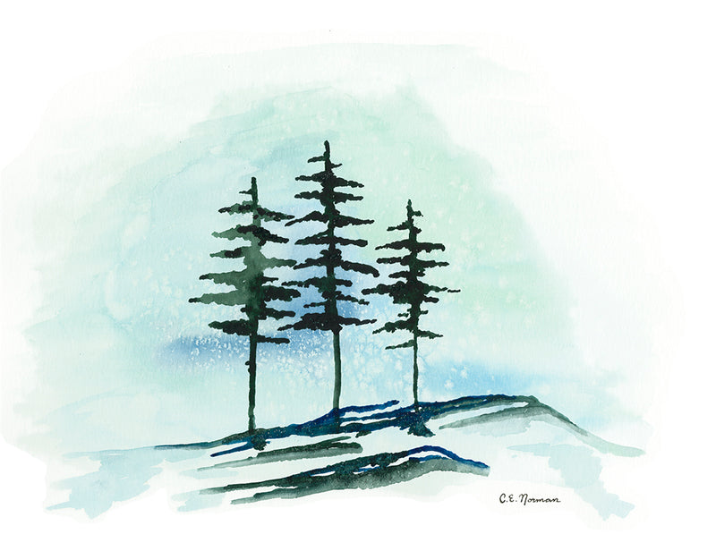 Snow Globe Trees (Watercolor)